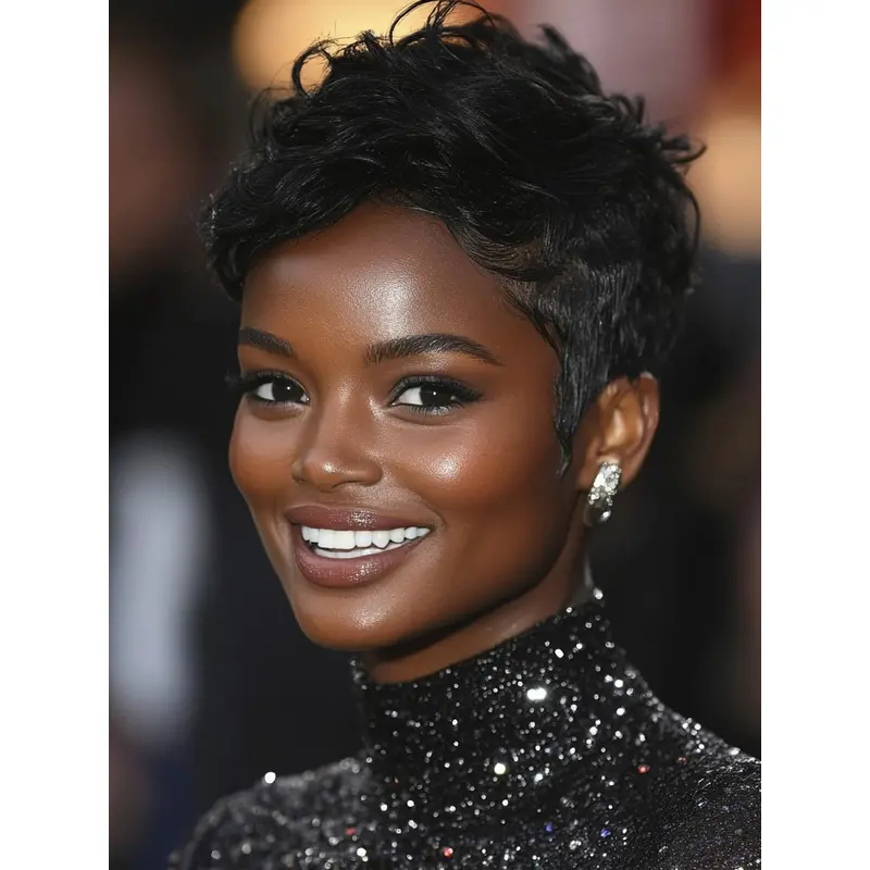 African American Lace Wigs 4" Monofilament Remy Human Hair Boycuts Wigs