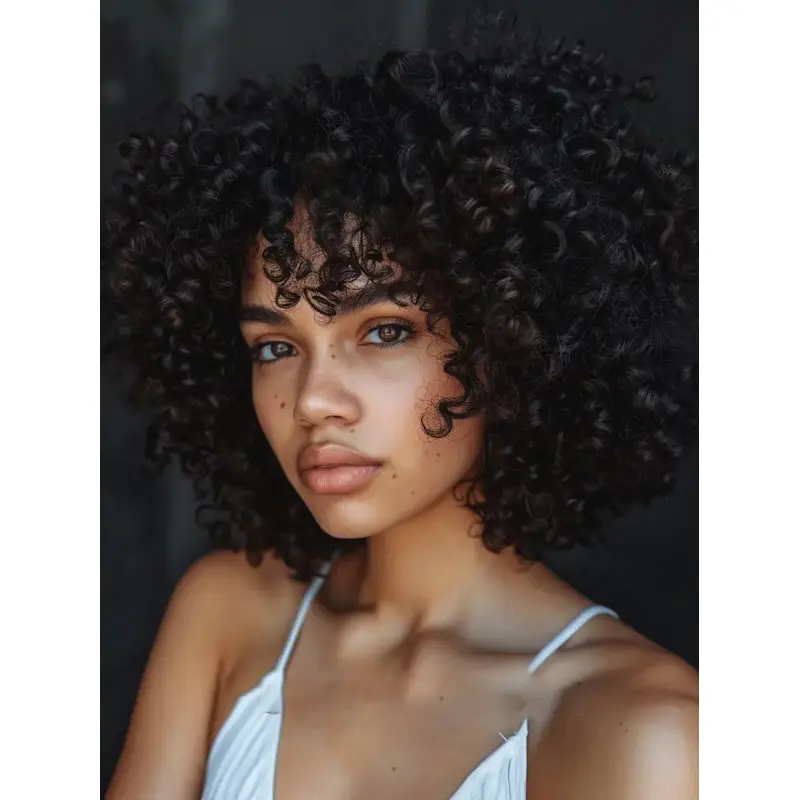 Curly Wigs For African American Curly Black With Bangs Wigs