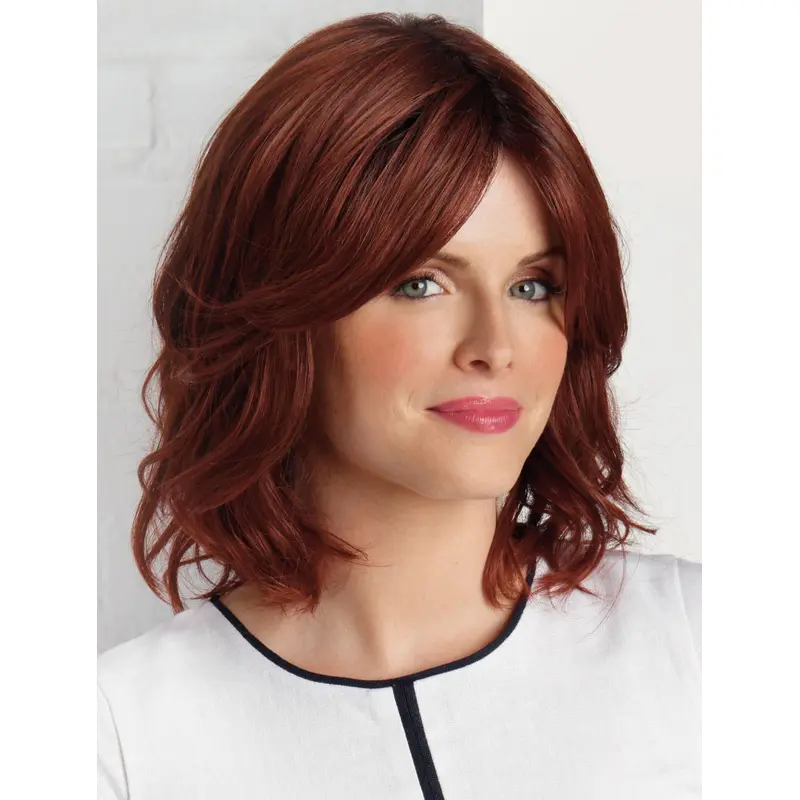 High Quality Auburn Wavy Shoulder Length Lace Front Great Wigs