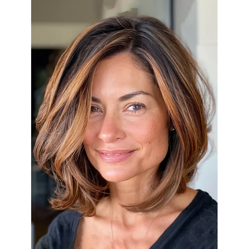 Medium Wavy Wig Synthetic Shoulder Length Bobs Ombre/2 Tone 12" Lace Front Wigs