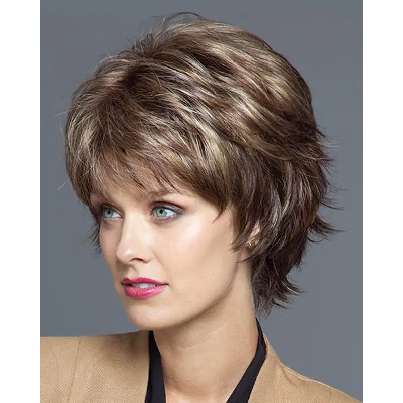 Sassy Brown Wavy Short Synthetic Wigs
