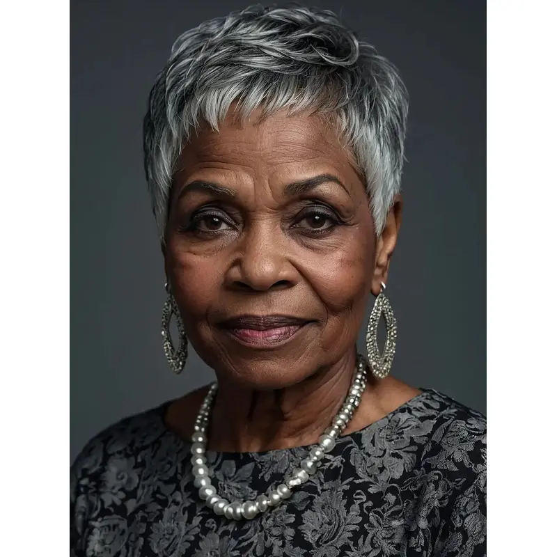African American Grey Wigs 4" Monofilament Remy Human Hair Wigs
