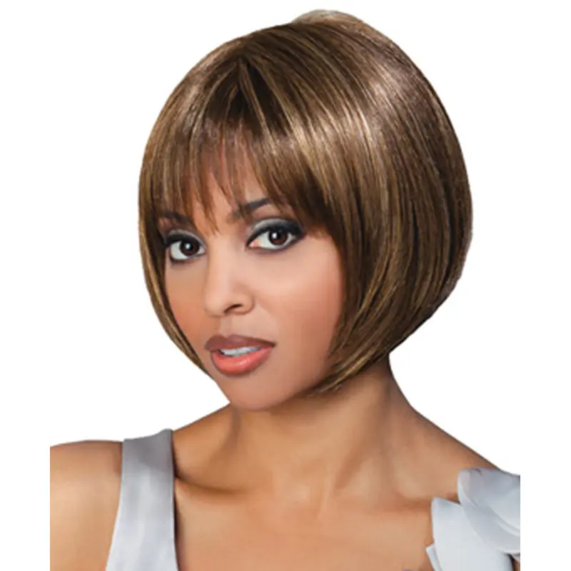 Best Brown Straight Chin Length African American Wigs