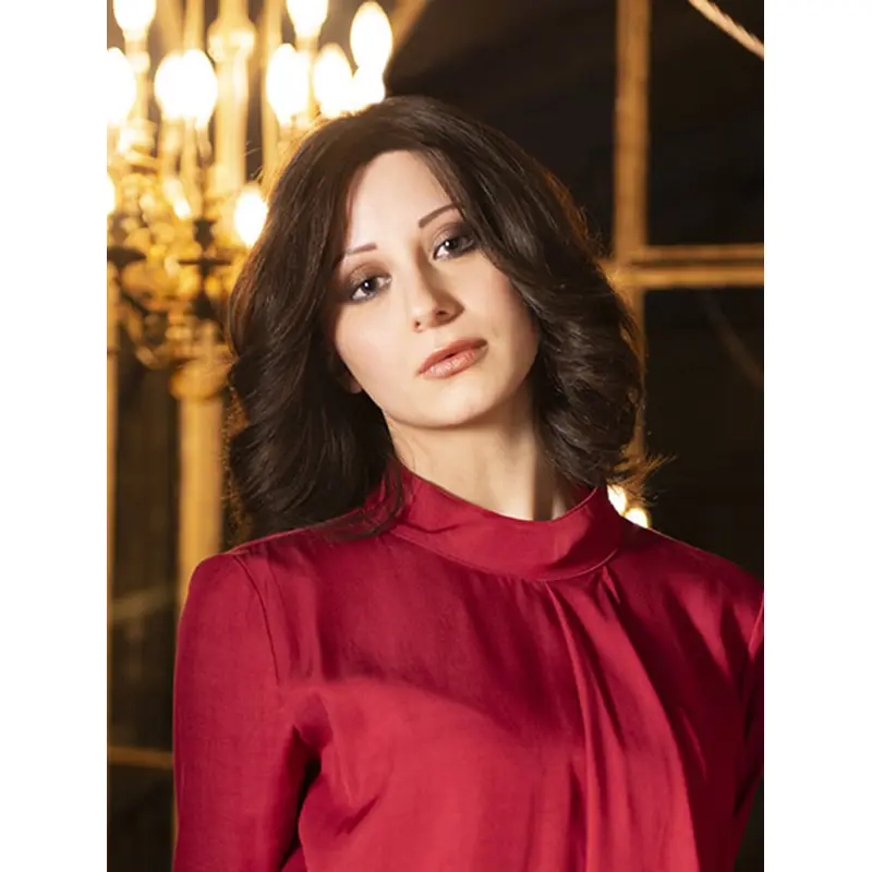 Curly Shoulder Length Brown Monofilament 14" Without Bangs Best Lace Wigs