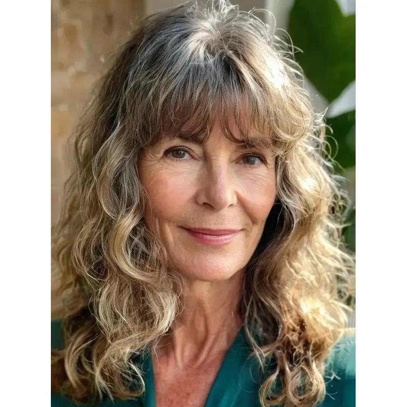 Long Hair Wig With Bangs Lace Front 16" Wavy Wigs