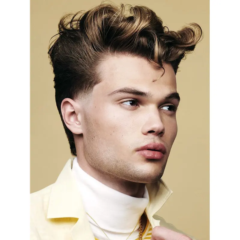 Mens Short Hair Wig Layered Monofilament 6" Wavy Wigs