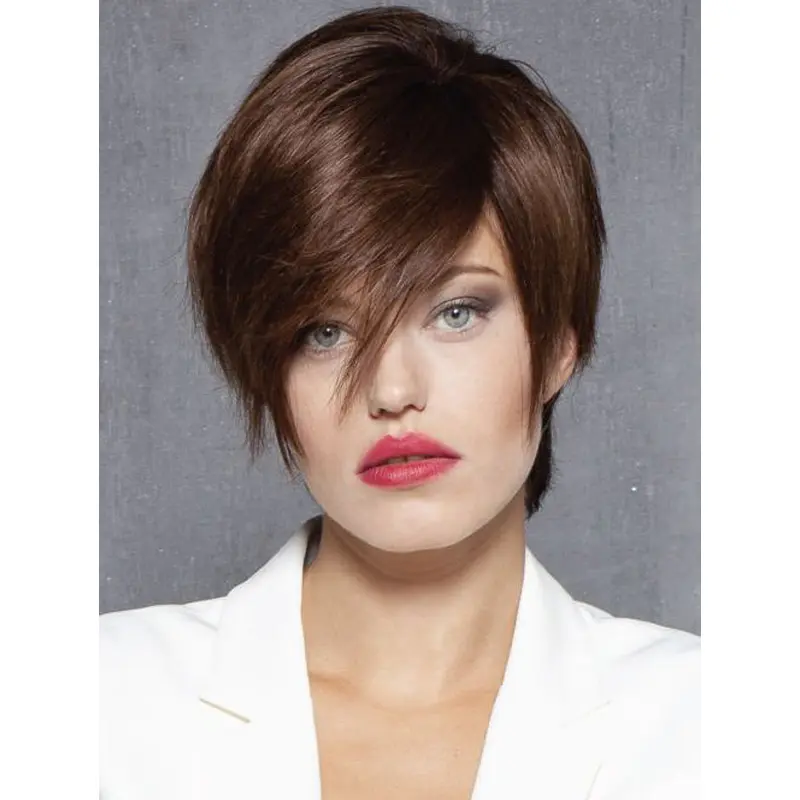 Monofilament Brown Remy Human Hair Boycuts 6" Buy Short Wig