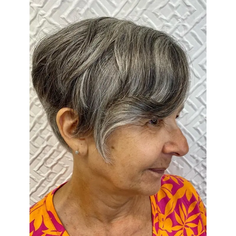 Short Grey Pixie Cuts Straight 4" Monofilament Cropped Wigs