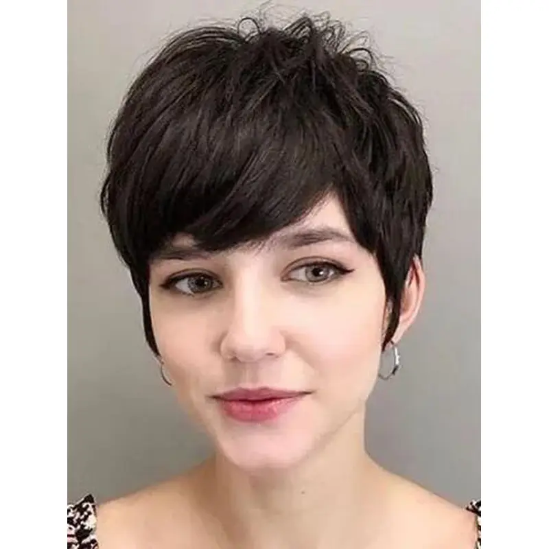 Short Style Wigs Synthetic Lace Front Straight Wig Short Pixie Wigs