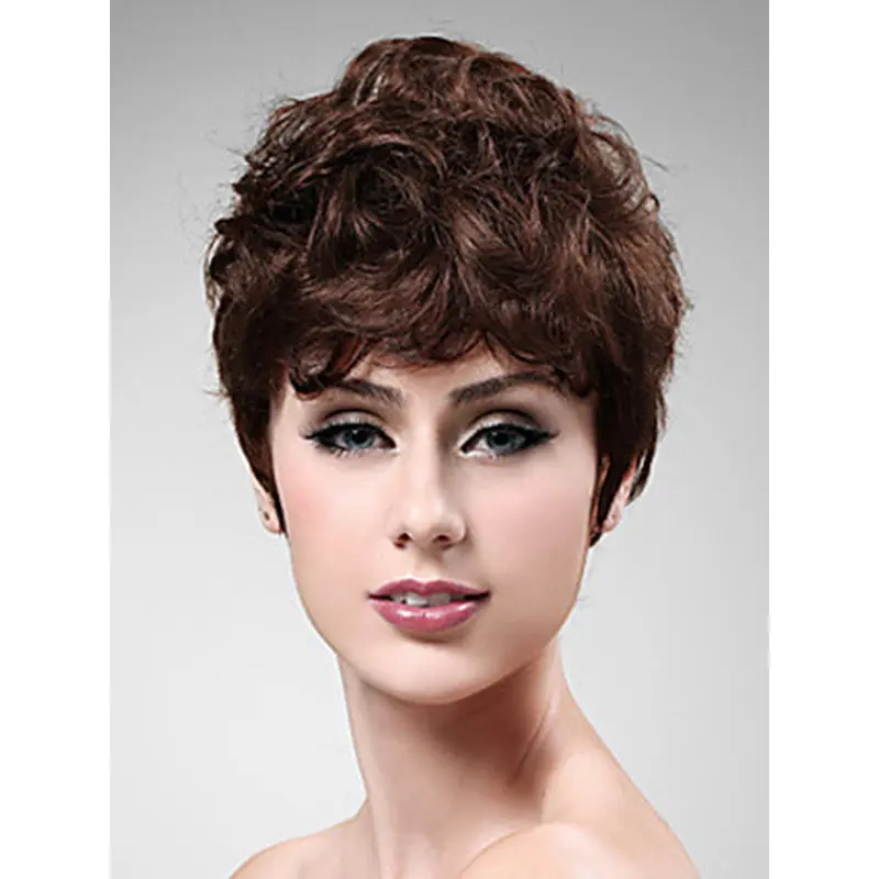 Graceful Auburn Wavy Cropped Synthetic Wigs