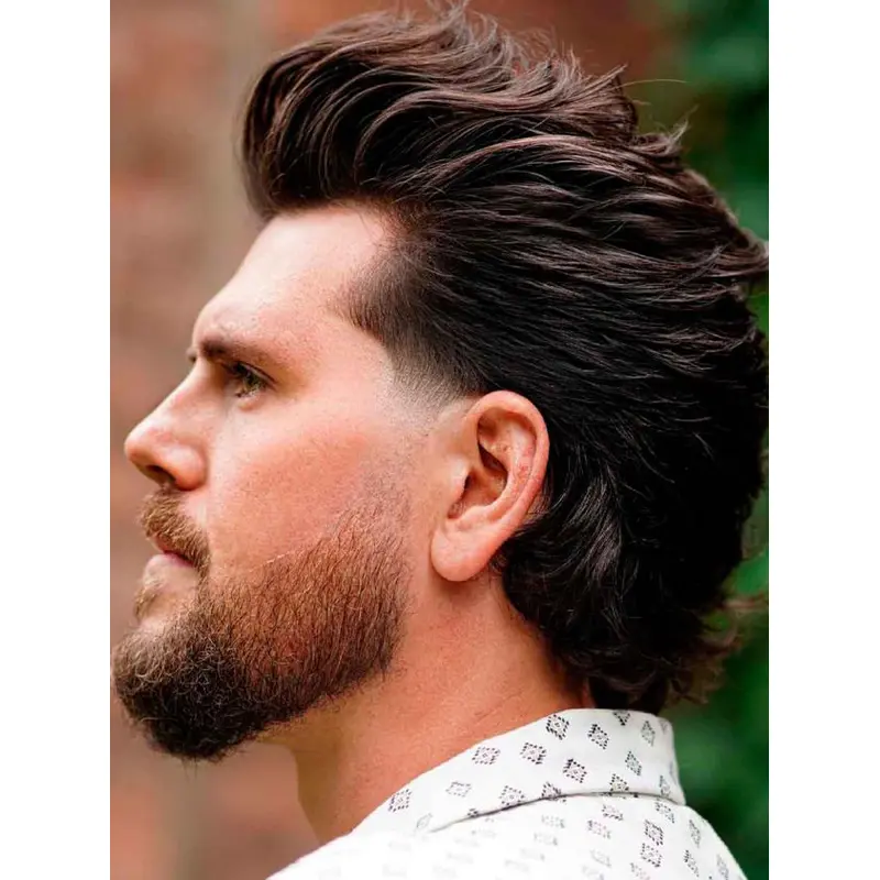 Human Hair Mens Wigs Layered Ombre/2 Tone Wavy 10" Wigs