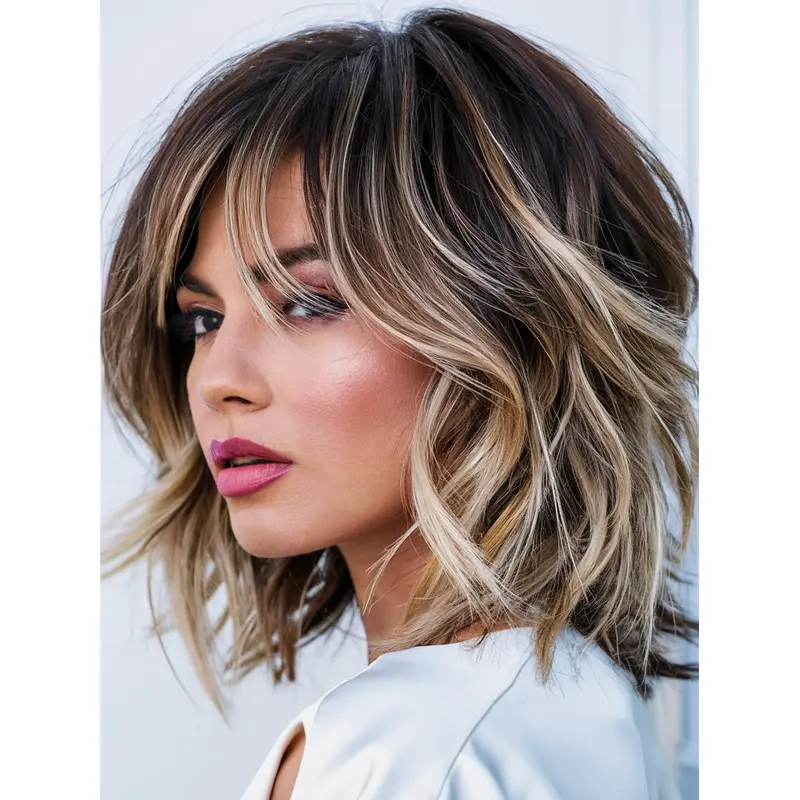 Medium Length Real Hair Wigs 12" Monofilament Remy Human Hair Wigs