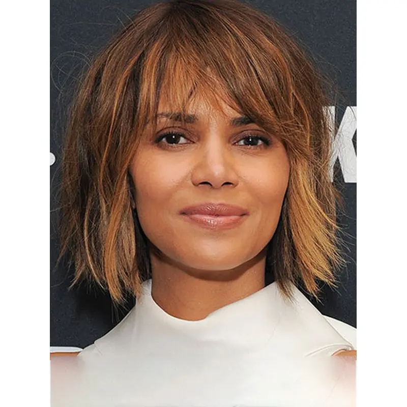 Straight Blonde Lace Front Shoulder Length Bobs Halle Berry Wigs