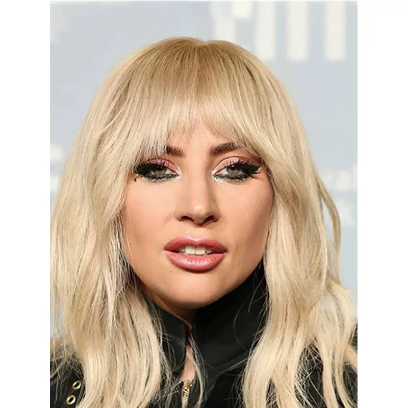 Wavy Blonde Full Lace Long With Bangs Lady Gaga Wigs