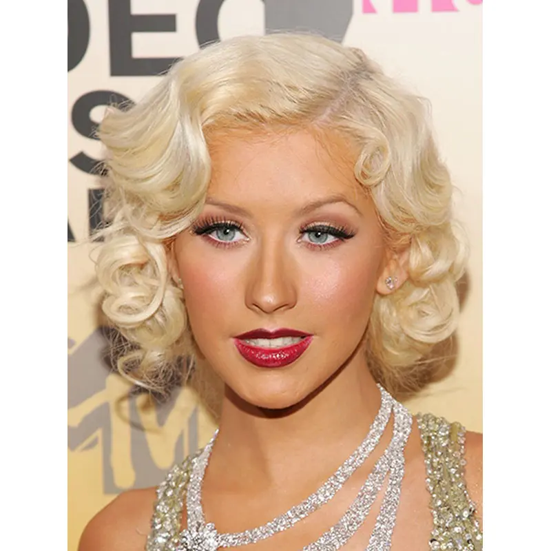 12" Lace Front Chin Length Blonde Bobs Christina Aguilera Wigs