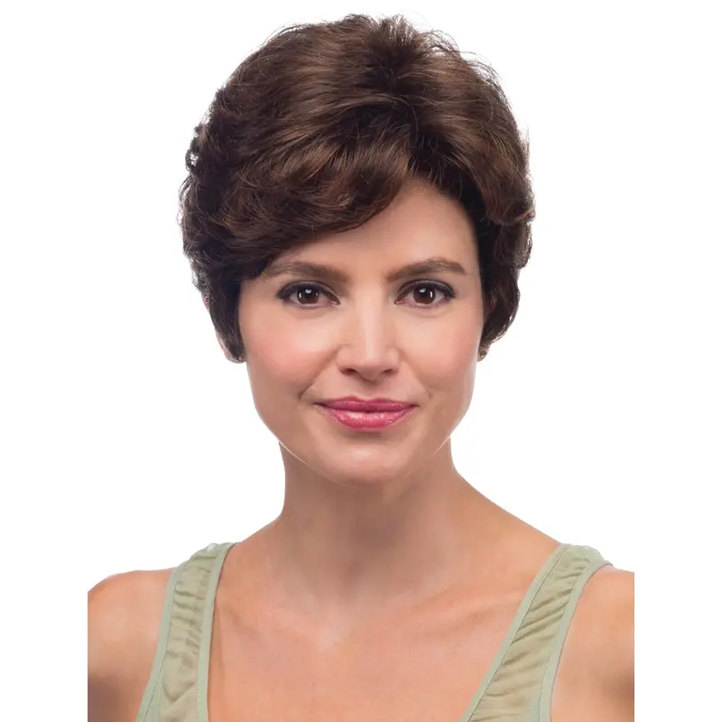 Brown Easeful With Bangs Wavy Short Wigs