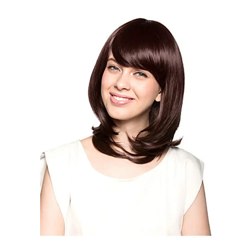 Durable Auburn Wavy Shoulder Length Synthetic Wigs