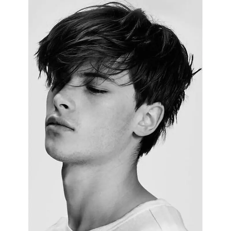 Hairstyles Monofilament Top Straight Black Synthetic EBoy Wigs