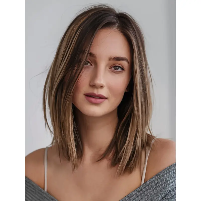 Medium Human Hair Wigs Monofilament 12" Straight Bobs Wigs