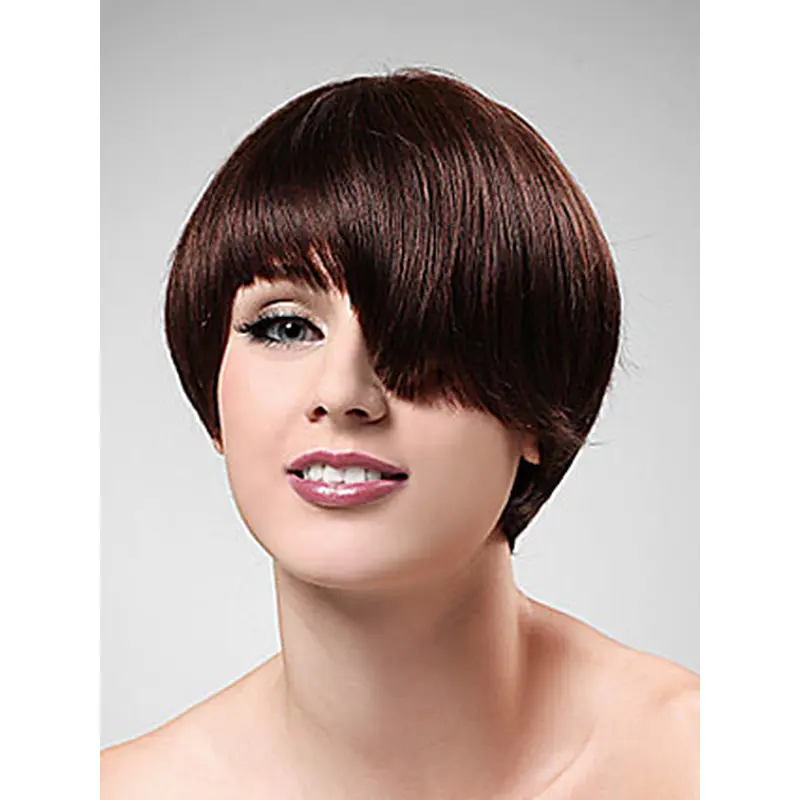 Pleasing Auburn Boycuts Straight Short Wigs