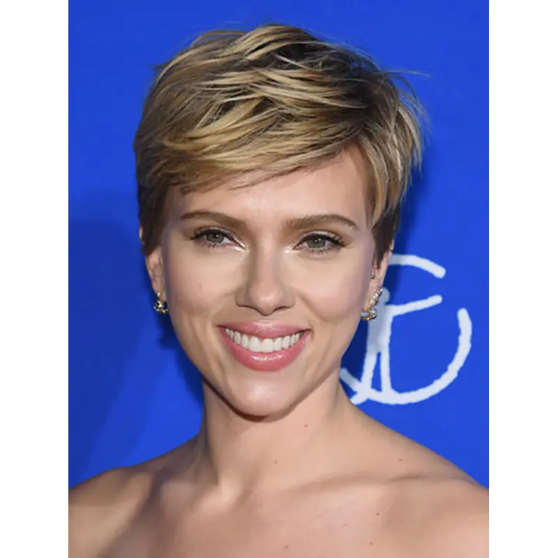 Straight Short Blonde Synthetic Scarlett Johansson Wigs
