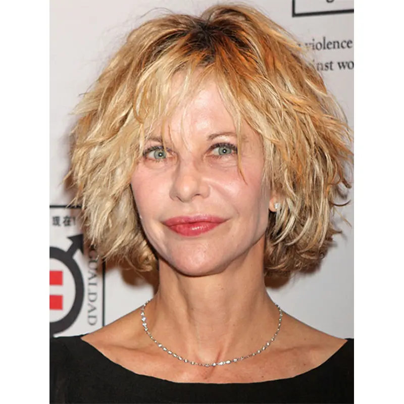 Wavy Chin Length Blonde Synthetic Meg Ryan Wigs