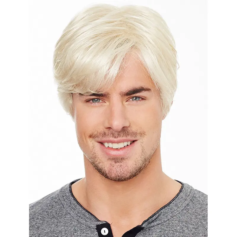 6" Straight Blonde Lace Front Synthetic Short Buy Men Wigs Online