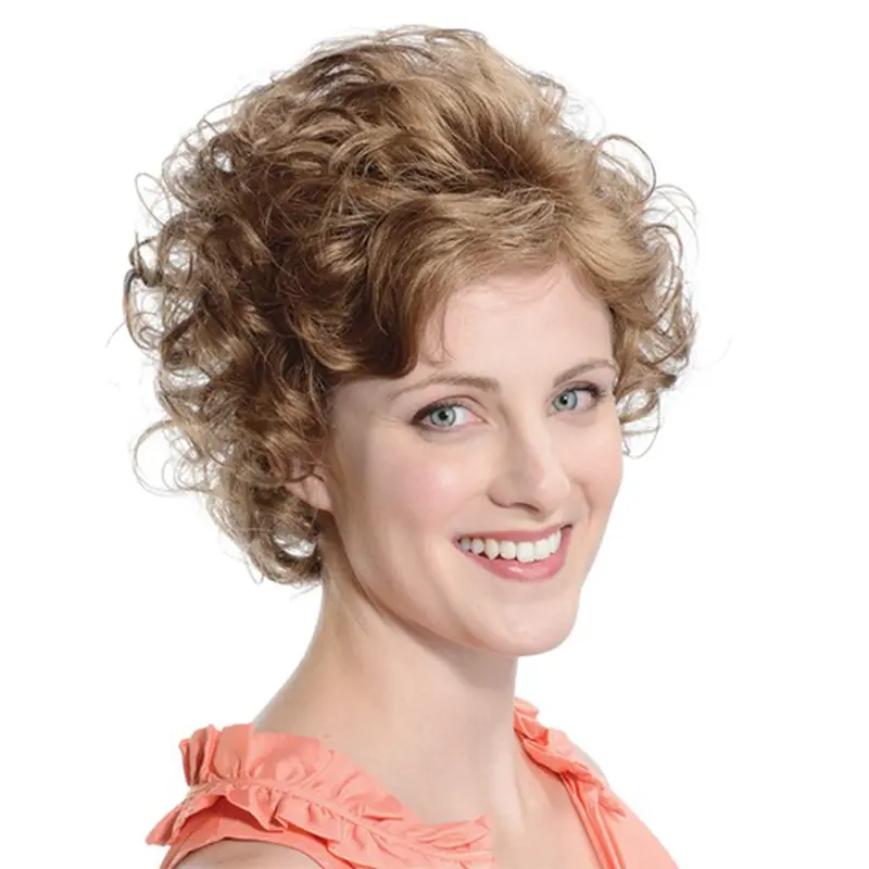Brown Flexibility Curly Synthetic Medium Wigs