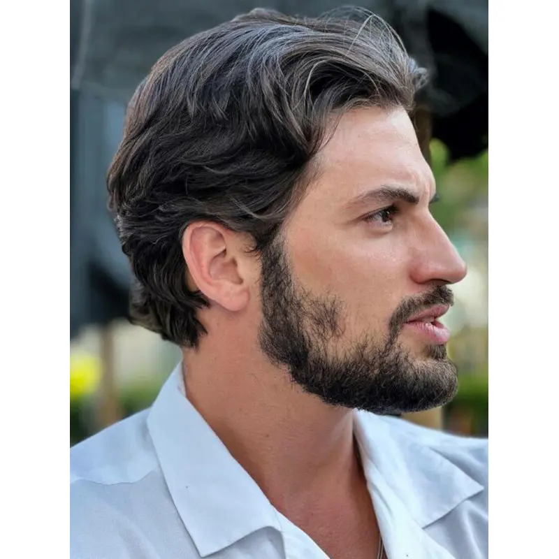 Male Wig Lace Fronts Layered Ombre/2 Tone Wavy 6" Wigs