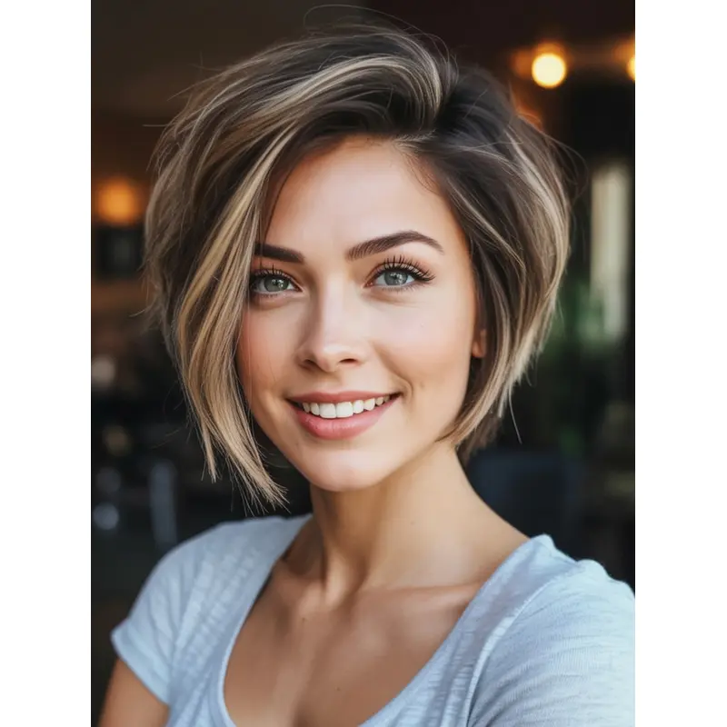 Short Bob Wigs 8" Monofilament With Bangs Remy Human Hair Wigs