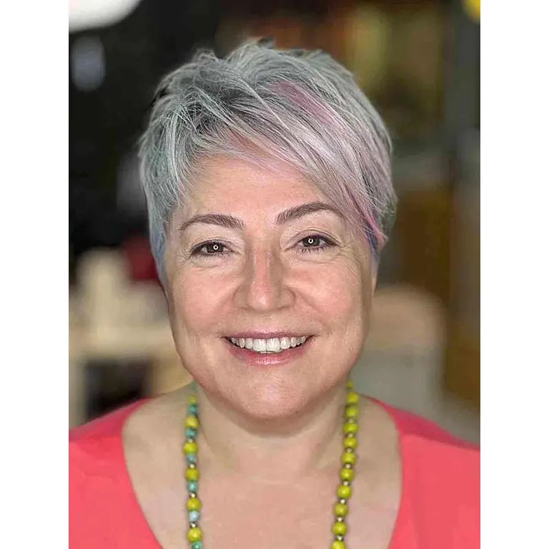 Short Gray Human Hair Wigs Lace Front 4" Straight Wigs