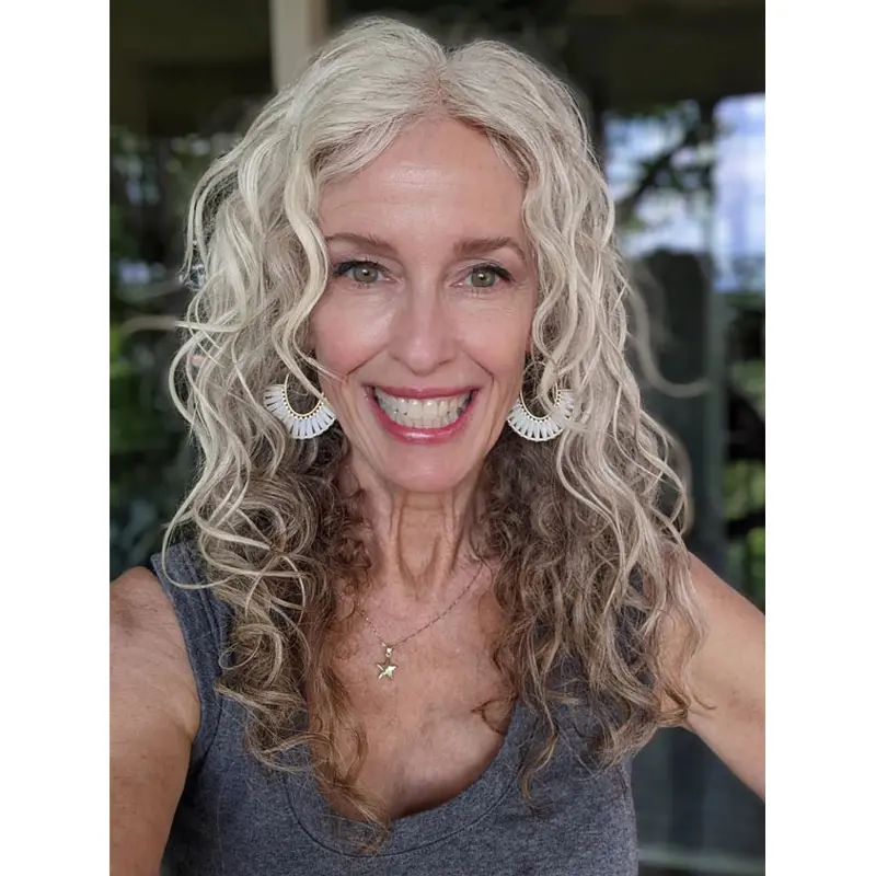 Ladies Grey Wig Synthetic Lace Front 18" Curly Wigs