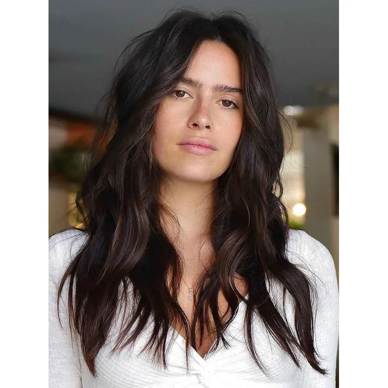 Long Black Wigs For Sale Remy Human Hair Without Bangs Wavy Monofilament Wigs