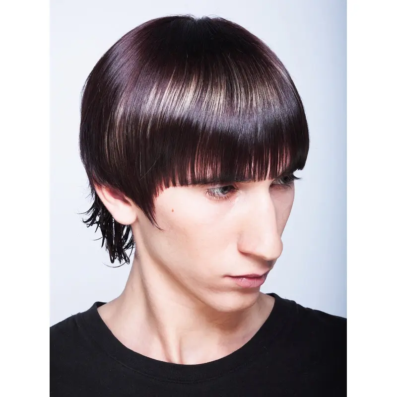 Male Short Hair Wigs Ombre/2 tone Straight 4" Lace Front Wigs