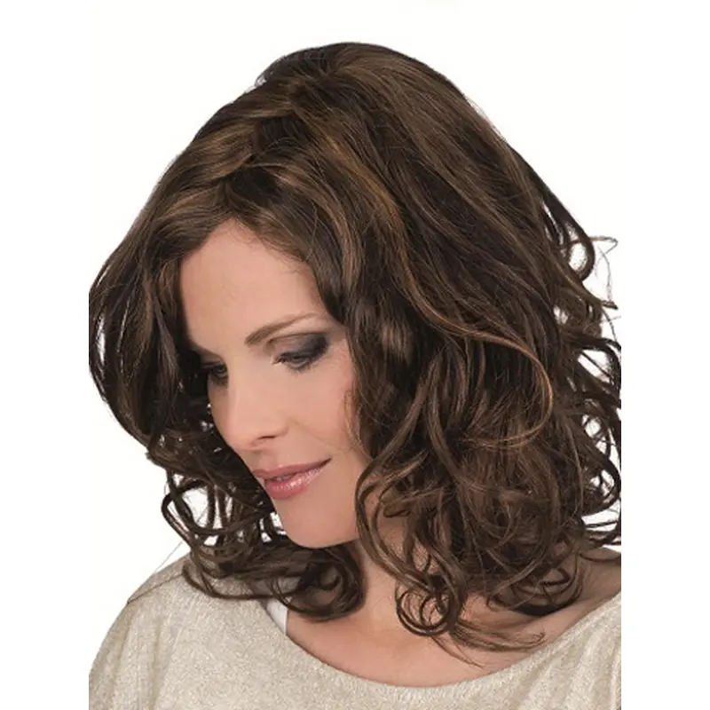Monofilament Curly Shoulder Length Petite Wigs