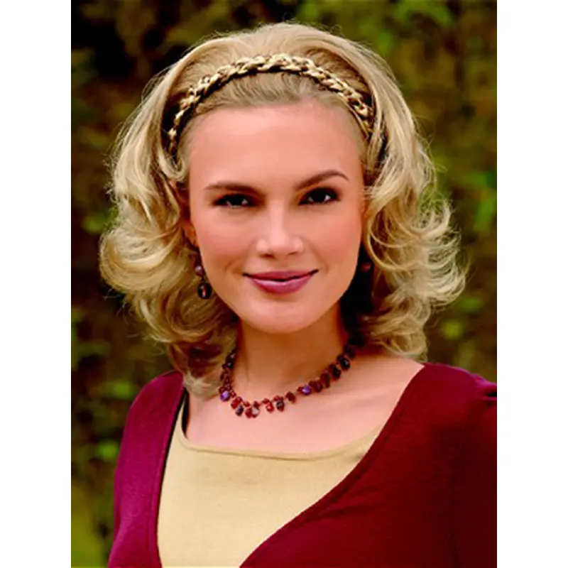 Online Blonde Wavy Shoulder Length Human Hair Wigs & Half Wigs