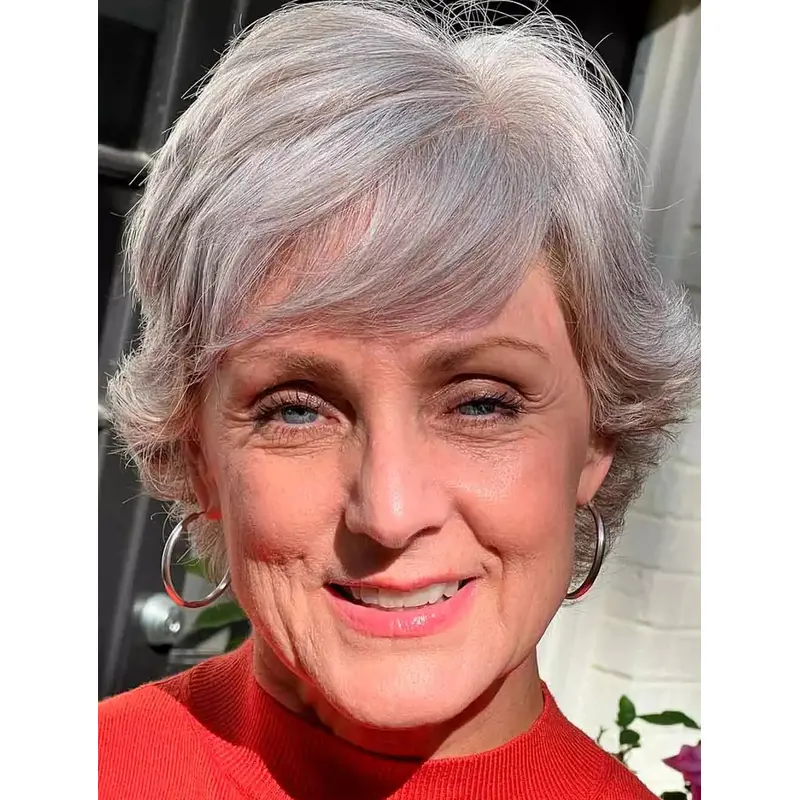 Short Gray Wigs Designed Synthetic Wigs Lace Front Cropped Wigs