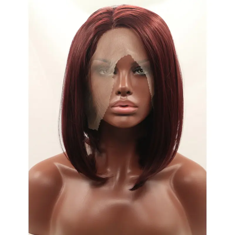 Synthetic Auburn 13" Straight Lace Front Without Bangs Shoulder Length Wigs