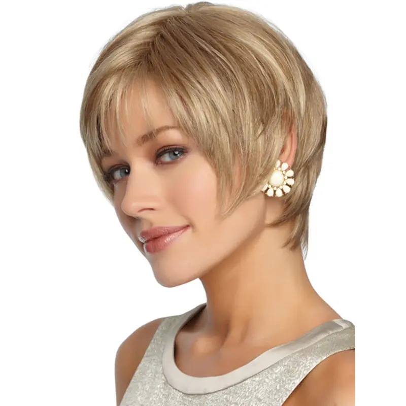 Blonde Straight Short Synthetic Wigs