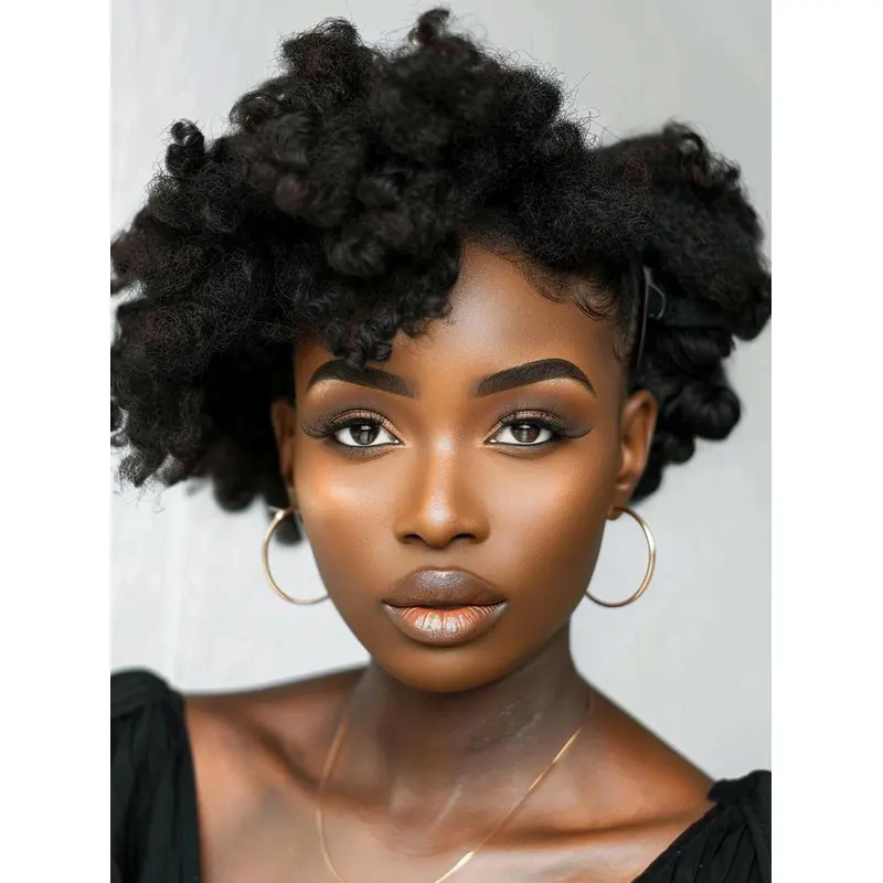 Human Hair Wigs For African American Black Kinky 8" Wigs