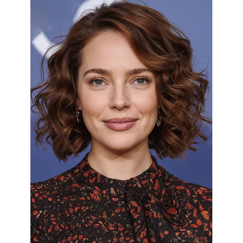 Medium Curly Wigs Chin Length Lace Front Synthetic 10" Wigs