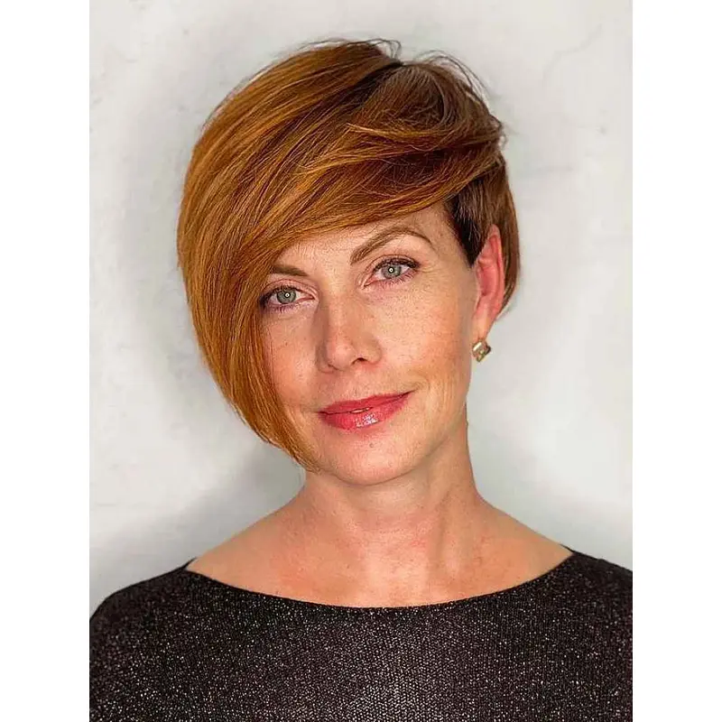 Short Hair Wigs Synthetic Lace Front Boycuts Auburn Straight Wigs Short Cut Wigs