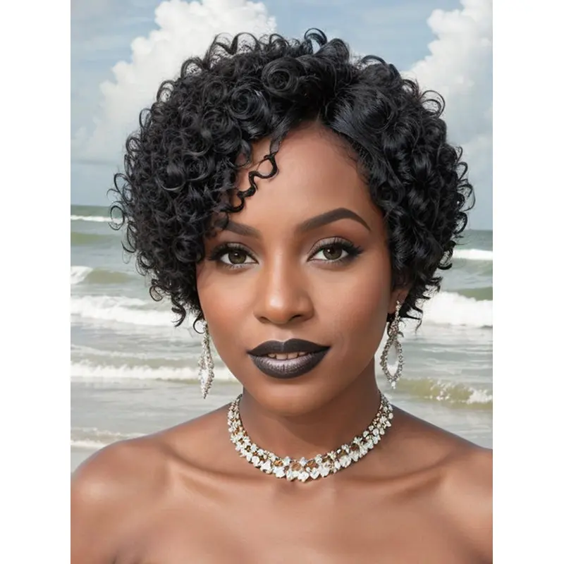 African American Wigs Remy Human Hair Bobs Black Wigs