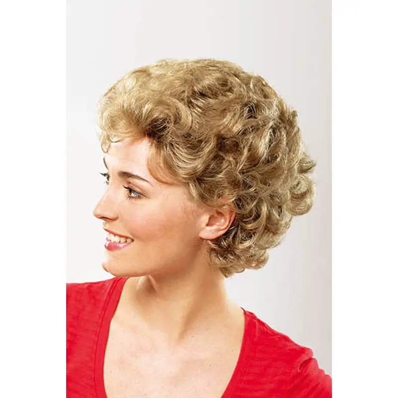 Capless 8" Curly Short Blonde Synthetic Classic Womens Wigs