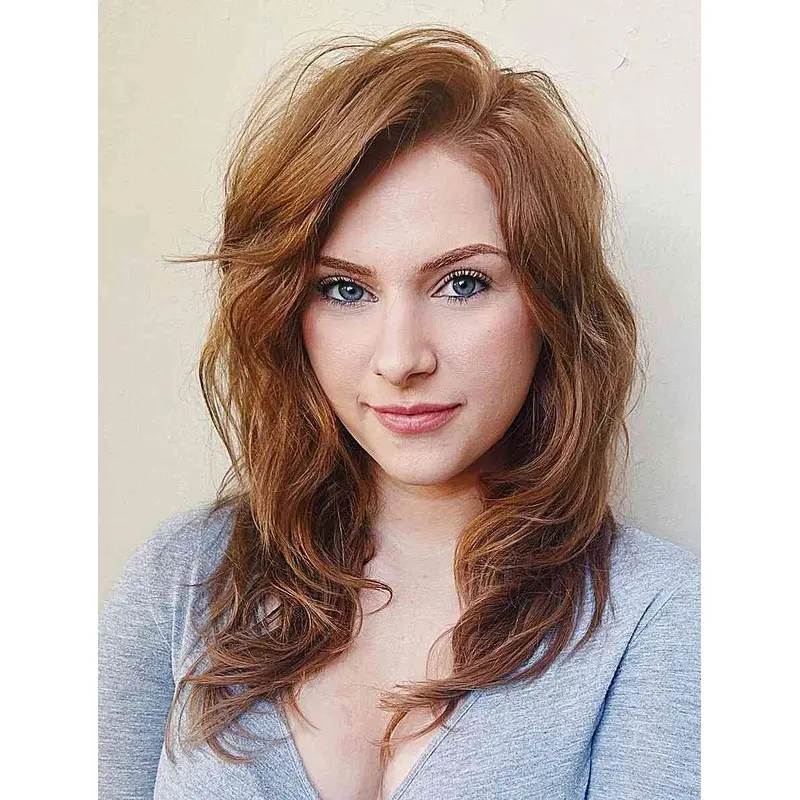 Medium Length Layered Wigs Synthetic Lace Front Wigs Wavy Wigs