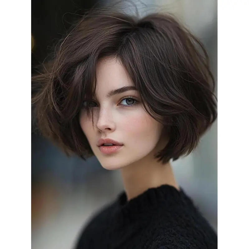 Short Bob Lace Front Wigs Straight Auburn Synthetic 8" Wigs