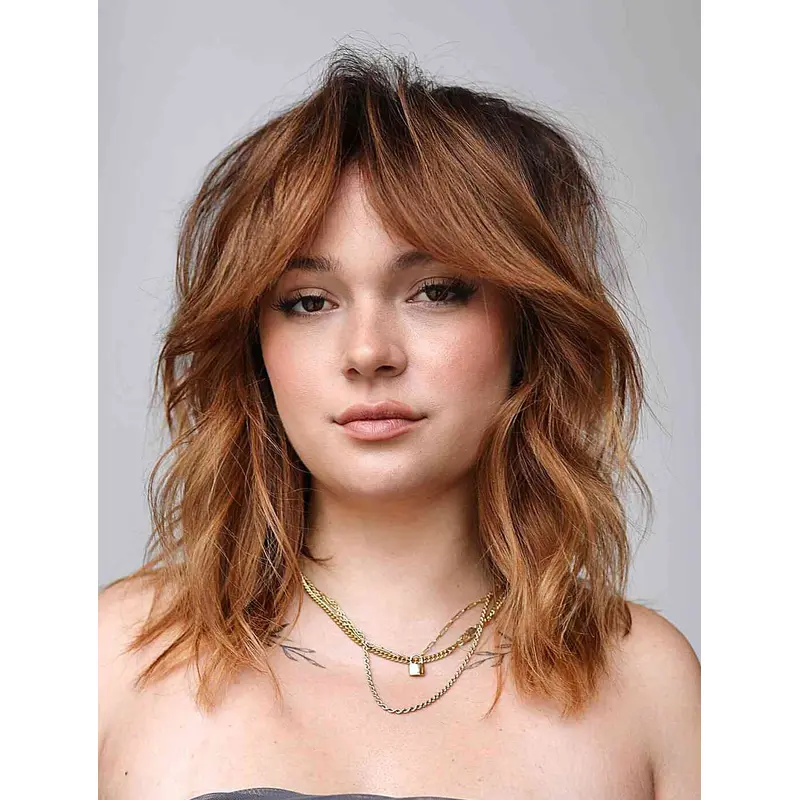 Wigs Medium Length Wavy Synthetic Wigs Lace Front Layered Wigs
