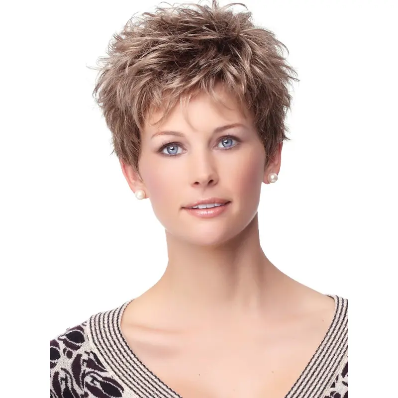 Amazing Brown Curly Cropped Synthetic Wigs