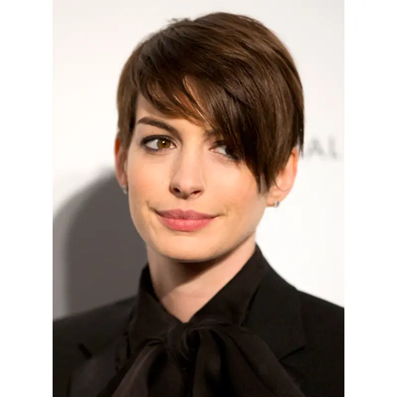 Hairstyles Lace Front Straight Cropped Anne Hathaway Wigs