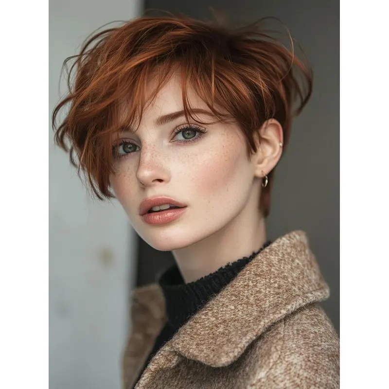 Short Hair Wigs Human Hair Straight 6" Boycuts Auburn Monofilament Wigs